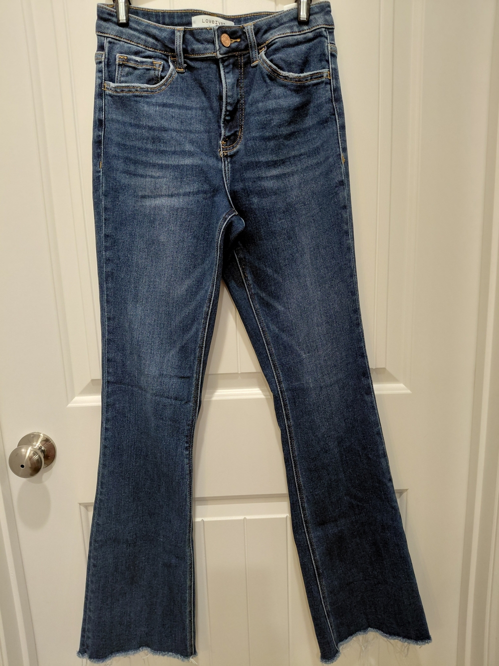 Lovervet Women’s Mid-Rise Kick Flare Jeans — Dark Indigo #2008